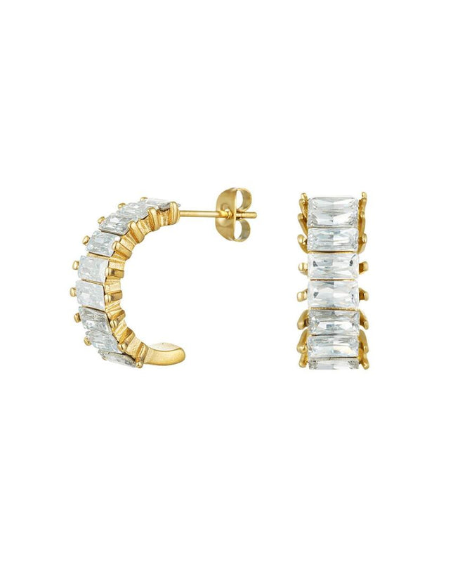 Oorbellen zirkoon party Wit & Goud