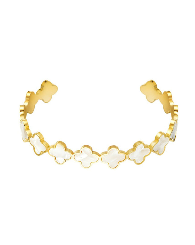 Armband klavertjes goud & wit