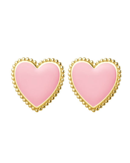 Oorknopjes hart chique Pink & Gold
