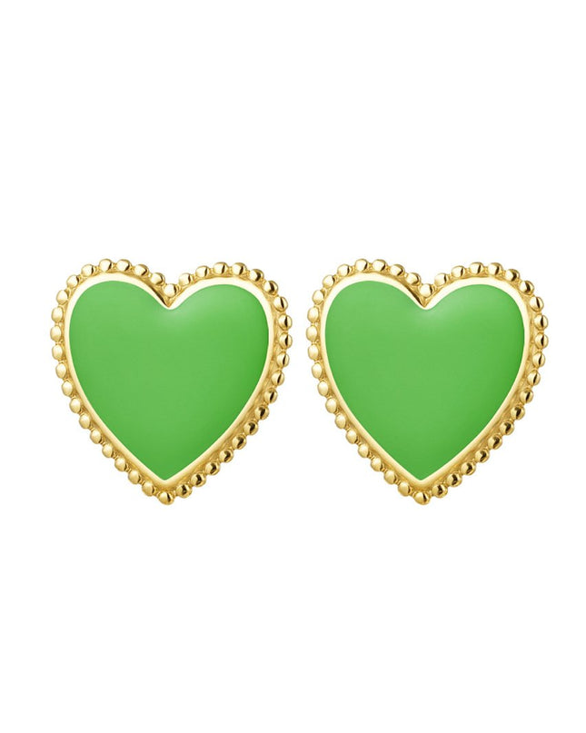 Oorknopjes hart chique Green & Gold