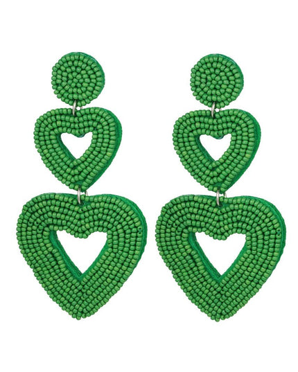 Dubbele hart oorbellen groen Glas