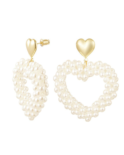 Oorbellen hart parels Goud & Koper