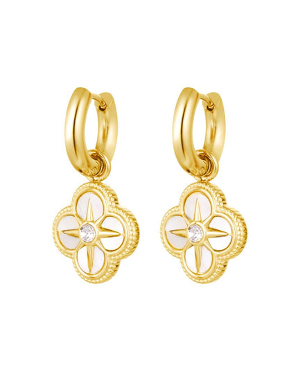 Oorbellen met klaver bedel - goud