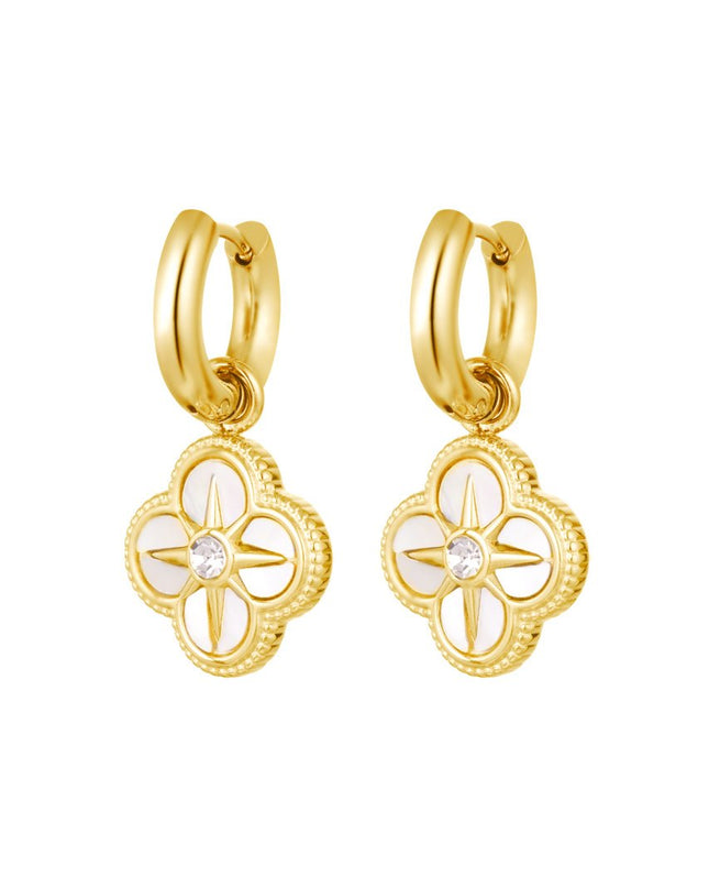 Oorbellen met klaver bedel - goud