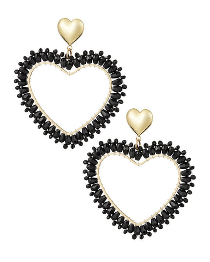 Hartvormige Oorbellen Zwart