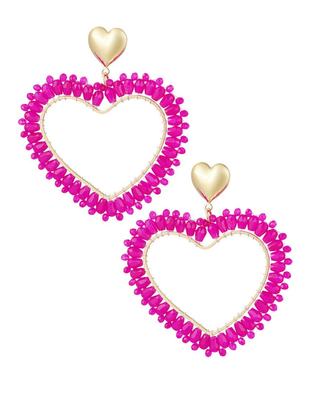 Hartvormige Oorbellen Fuchsia