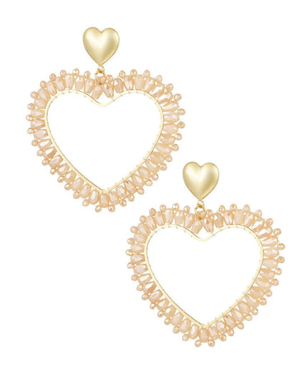 Hartvormige Oorbellen Beige