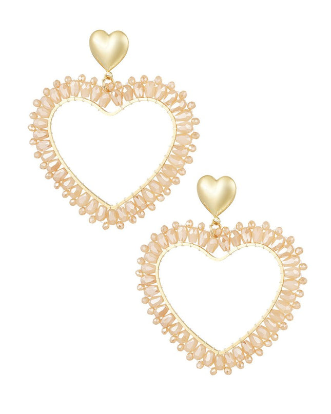 Hartvormige Oorbellen Beige
