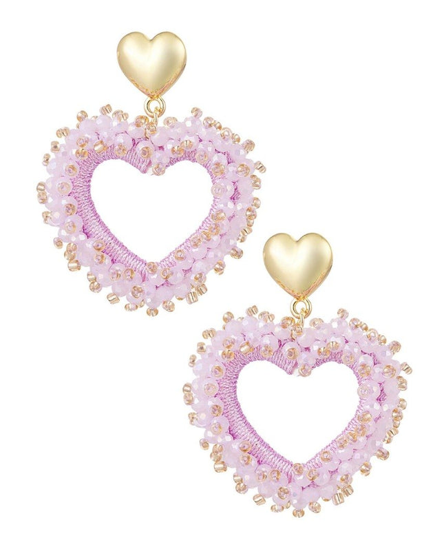 Hart oorbellen - roze