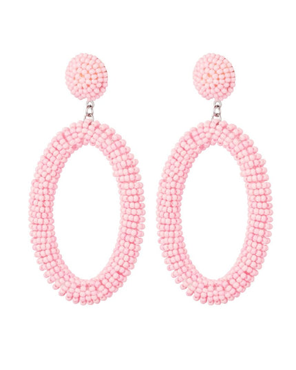 Oorbellen candy ovaal - pastelroze