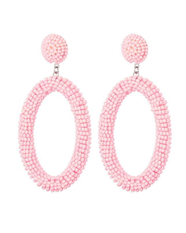 Oorbellen candy ovaal - pastelroze