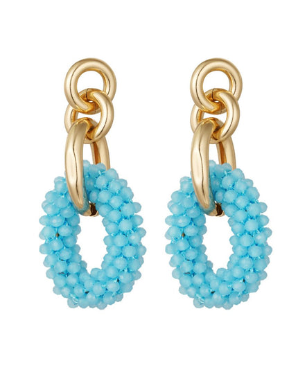 Oorbel ovaal kristallen kralen - Lichtblauw