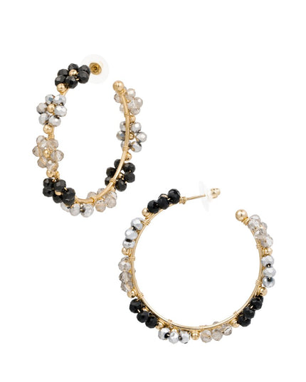 Oorhangers bloemetjes groot - zwart/grijs