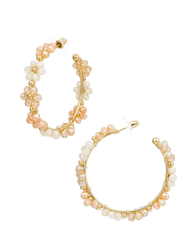 Oorhangers bloemetjes groot - beige