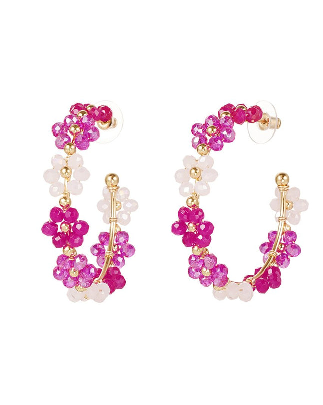 Oorhangers bloemetjes groot - fuchsia