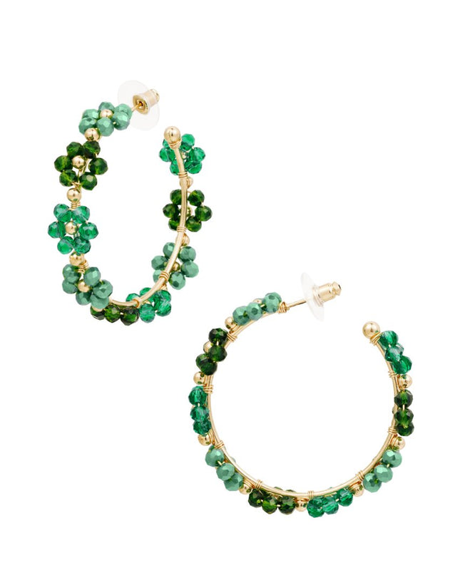 Oorhangers bloemetjes groot - groen