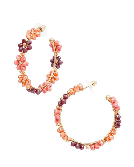 Oorhangers bloemetjes groot - zalm/paars