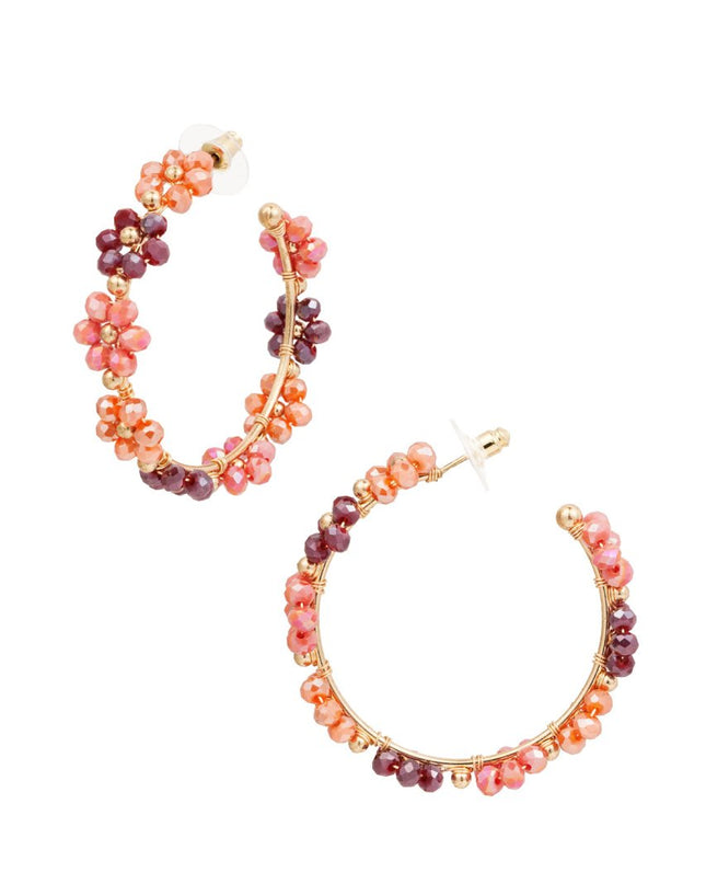 Oorhangers bloemetjes groot - zalm/paars