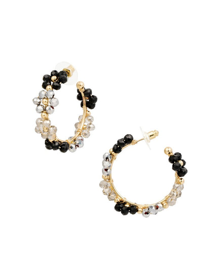 Oorhangers bloemetjes middel - zwart/grijs