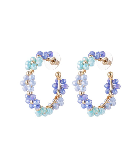 Oorhangers bloemetjes middel - blauw