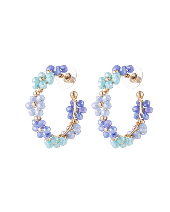 Oorhangers bloemetjes middel - blauw