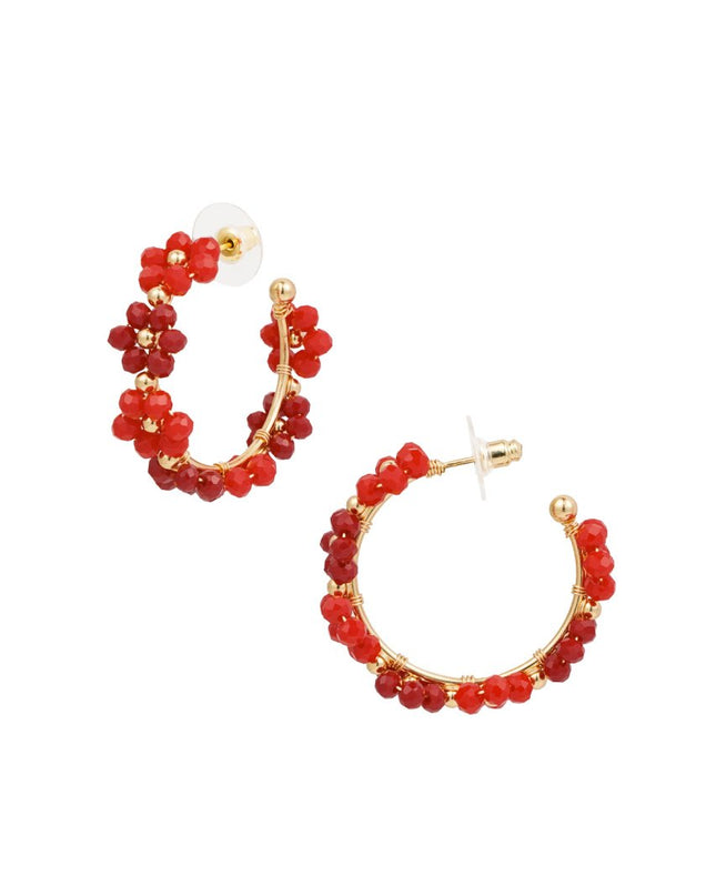 Oorhangers bloemetjes middel - rood