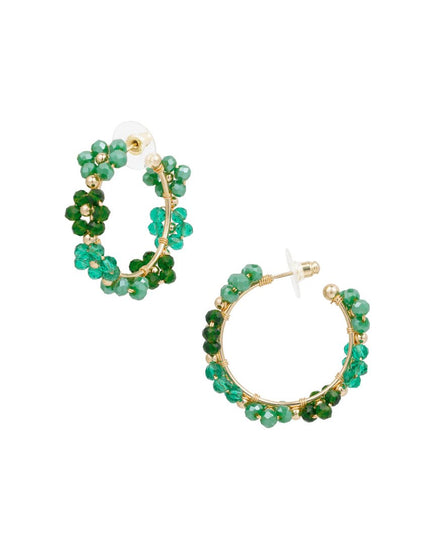 Oorhangers bloemetjes middel - groen