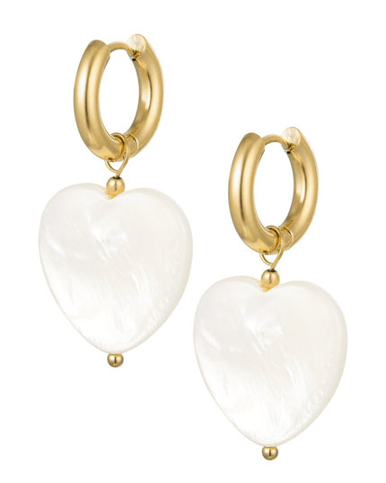 Oorbellen groot zeeschelp hart - Goud