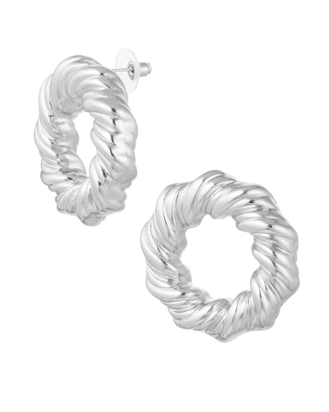 Oorbellen cirkel met print - zilver