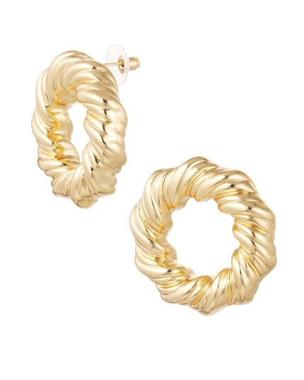 Oorbellen cirkel met print - goud