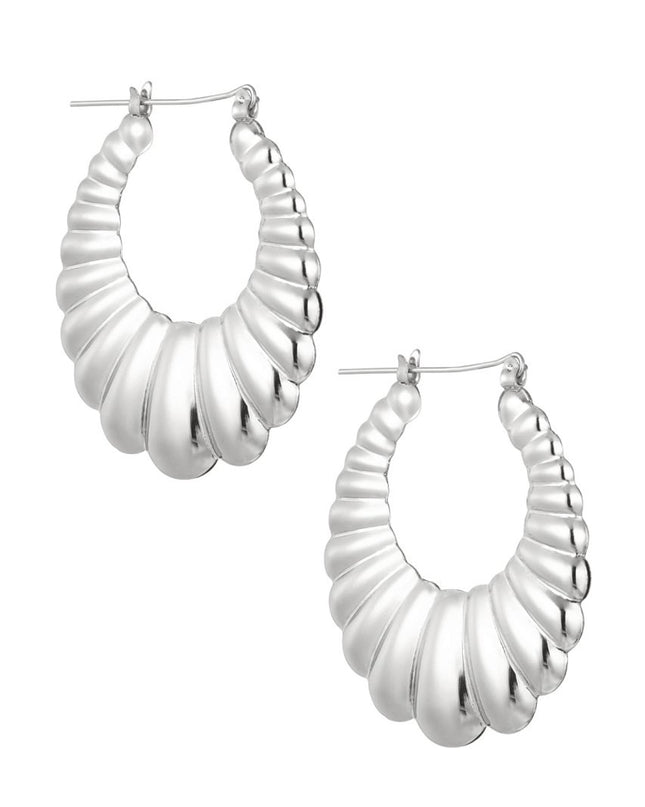 Oorbellen langwerpig twisted - zilver