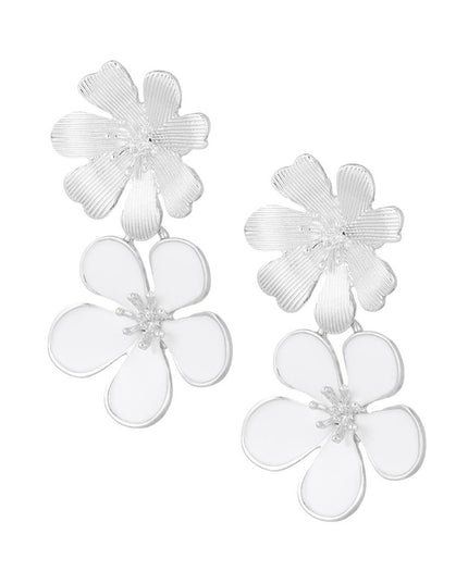 Statement oorbellen bloem - zilver