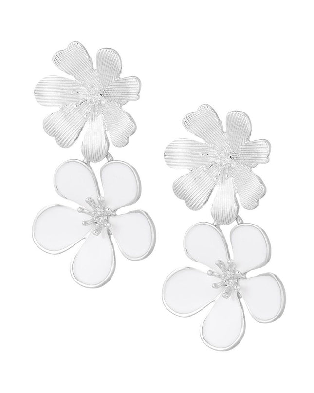 Statement oorbellen bloem - zilver