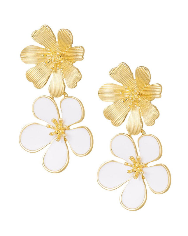 Statement oorbellen bloem - goud