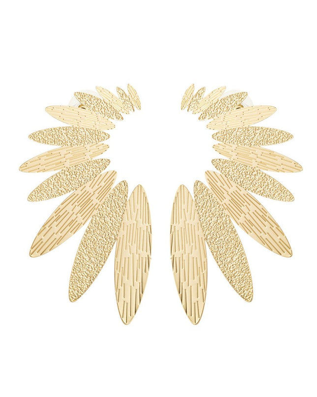 Statement oorbellen halve bloem - goud