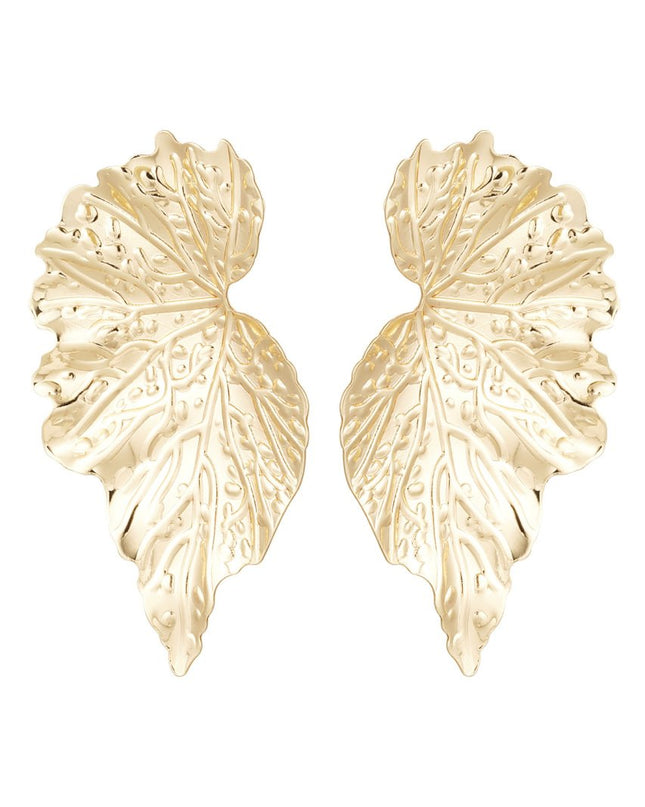Oorbellen statement blaadjes - goud
