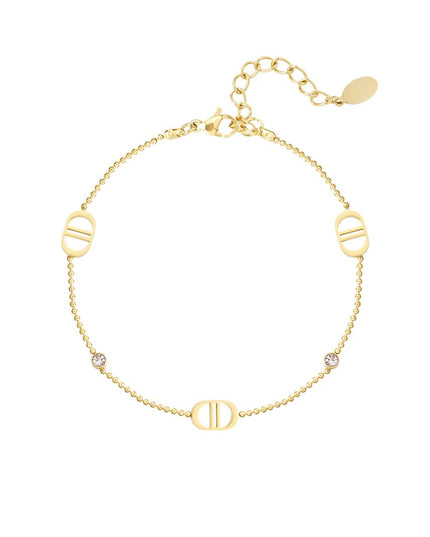 Armband logo's en steentjes - goud