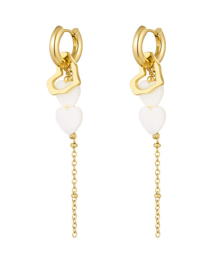 Oorbellen met hartjes hangers - Goud