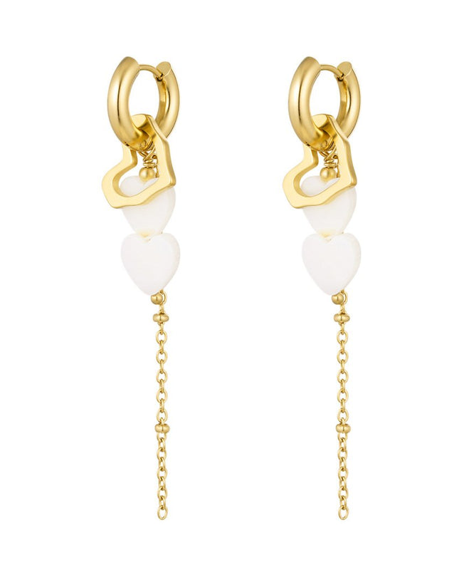 Oorbellen met hartjes hangers - Goud