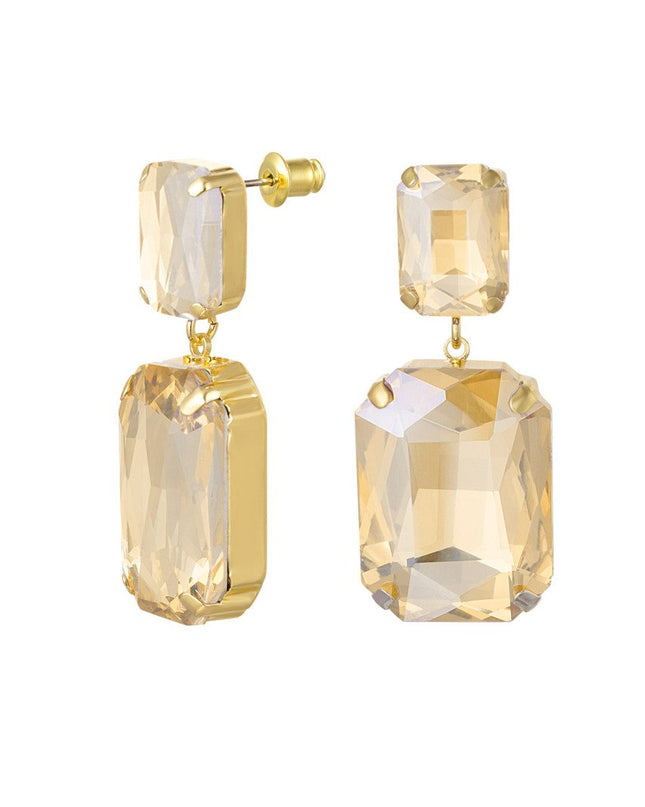 Oorbellen 2 glaskralen - goud