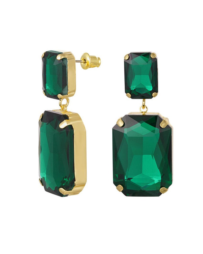 Oorbellen 2 glaskralen - groen