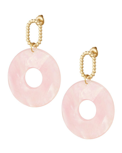 Oorbel open cirkel gemeleerd roze - goud