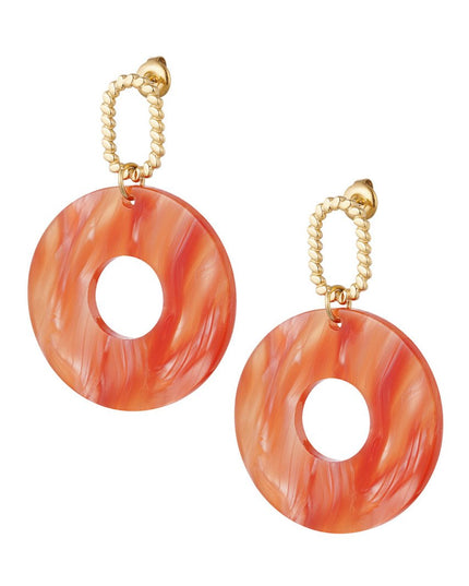 Oorbel open cirkel gemeleerd rood - goud