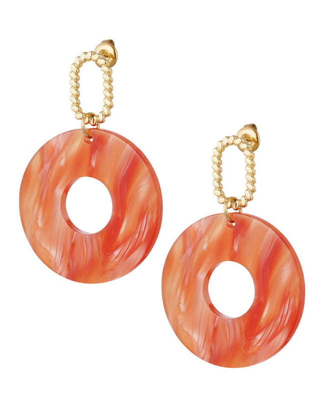 Oorbel open cirkel gemeleerd rood - goud