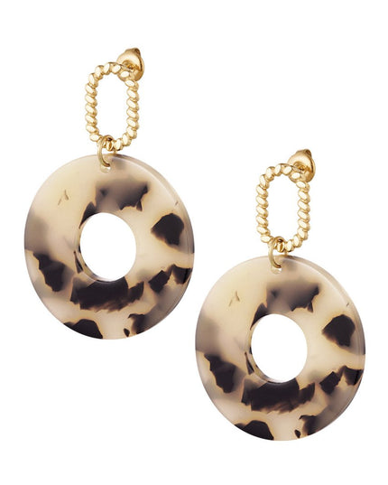 Oorbel open cirkel gemeleerd beige - goud