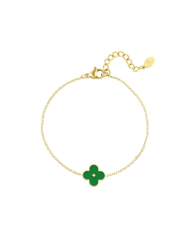 Armband enamel bloem Groen