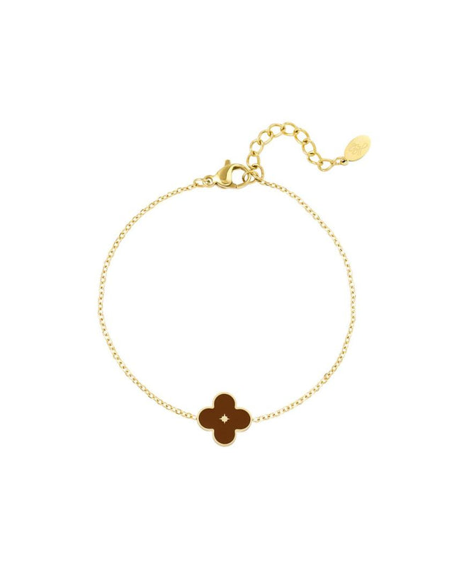 Armband enamel bloem Bruin