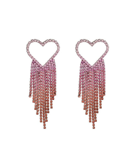 Strass oorbellen hart - Holiday Essentials Roze & Silver Koper