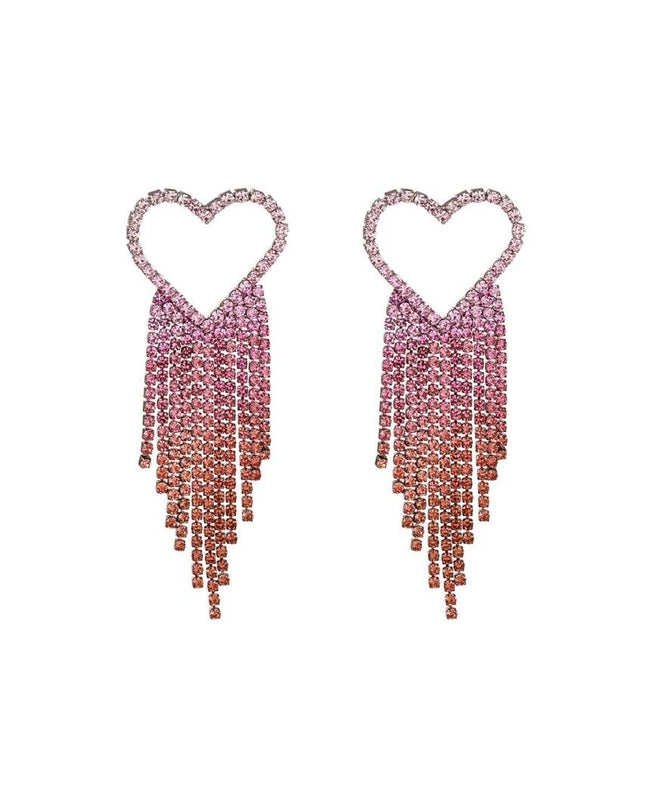 Strass oorbellen hart - Holiday Essentials Roze & Silver Koper