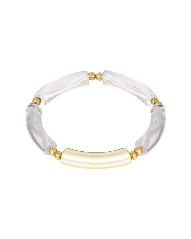 Tube armband gekleurd met wit detail Goud Acryl